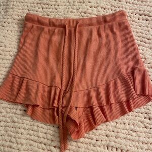 High Waist Ruffled Peach Shorts